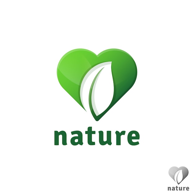 Vettore modello di logo della natura con il concetto di cuore