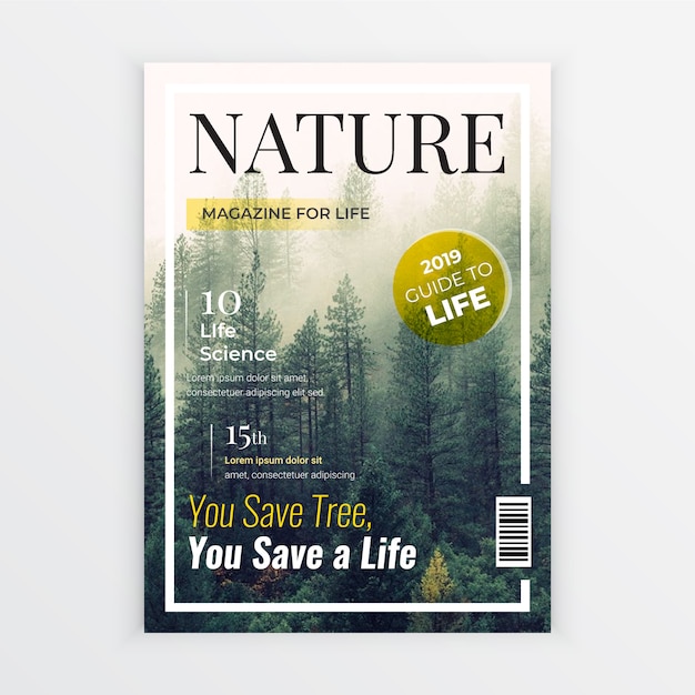 Vector nature magazine cover design template