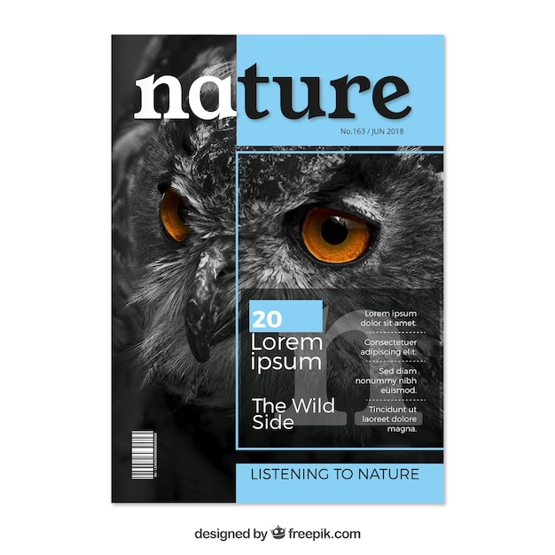 Nature magazine cover template with photo