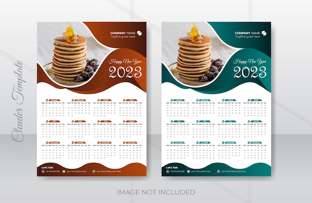 Nature and modern business wall calendar design 2023 new year layout template