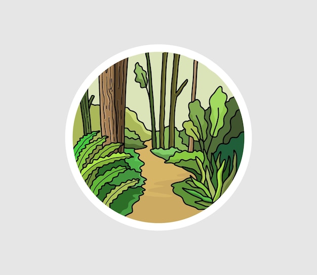 Nature mountain badges ilustration, outdoor stickers design with monoline style