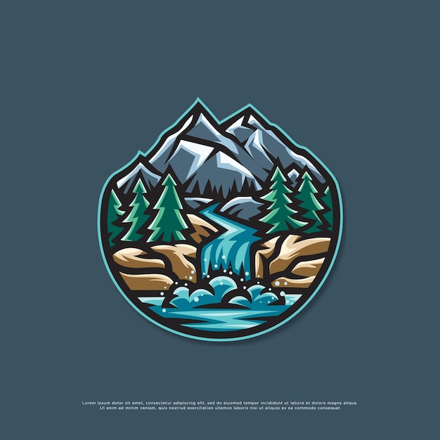 nature and mountain design badge