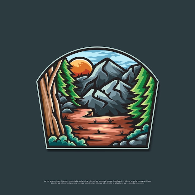 nature and mountain design badge