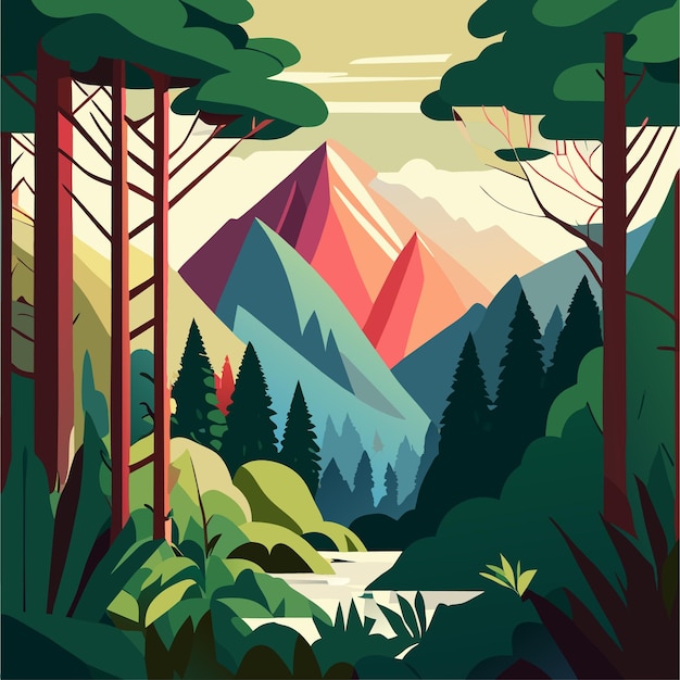 Nature mountain forest jungle landscape background or silhouette forest or forest adventure way