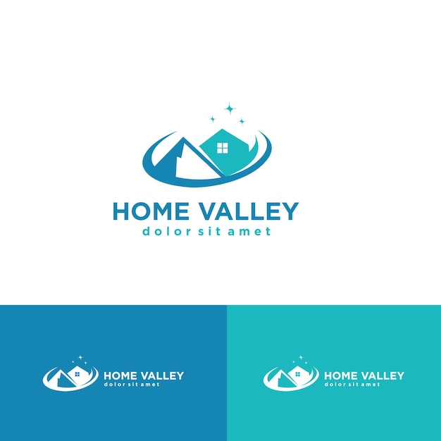 Nature mountain house logo icon valley house nature