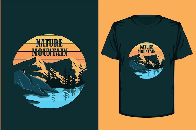 Природа горы ретро винтажный дизайн футболки