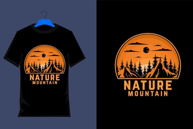 Design della maglietta vintage retrò di montagna della natura