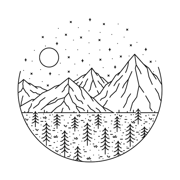 Vector nature mountain wild illustration