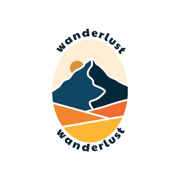 Nature mountain with wanderlust letter design