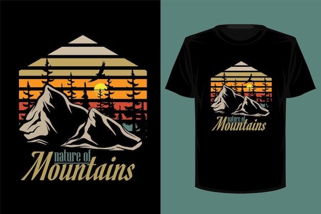 Natura delle montagne design retrò vintage t-shirt