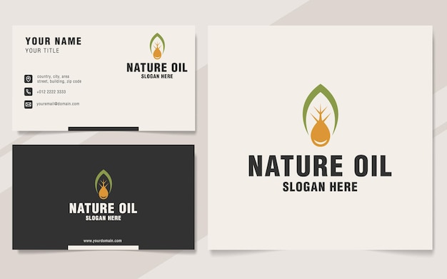 Nature oil logo template on monogram style