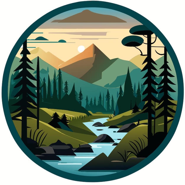 ベクトル nature park scenery sticker vector illustration