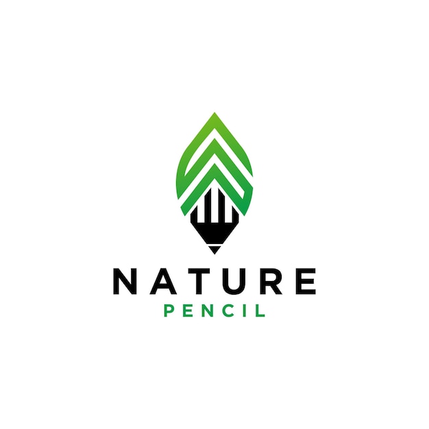 Nature pencil logo with a pencil on a white background