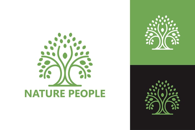 Шаблон логотипа людей природы премиум векторы