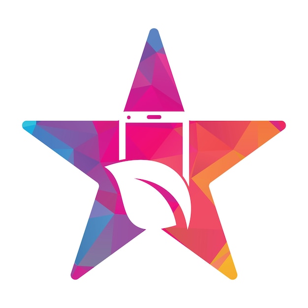 Nature phone star shape concept vector logo template