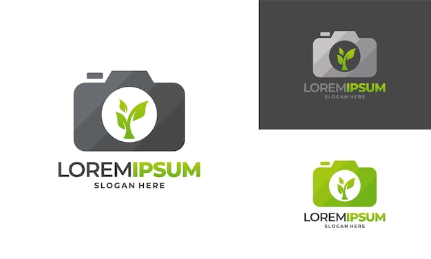 Nature photography logo designs concept vector, leaf and camera logo template icon