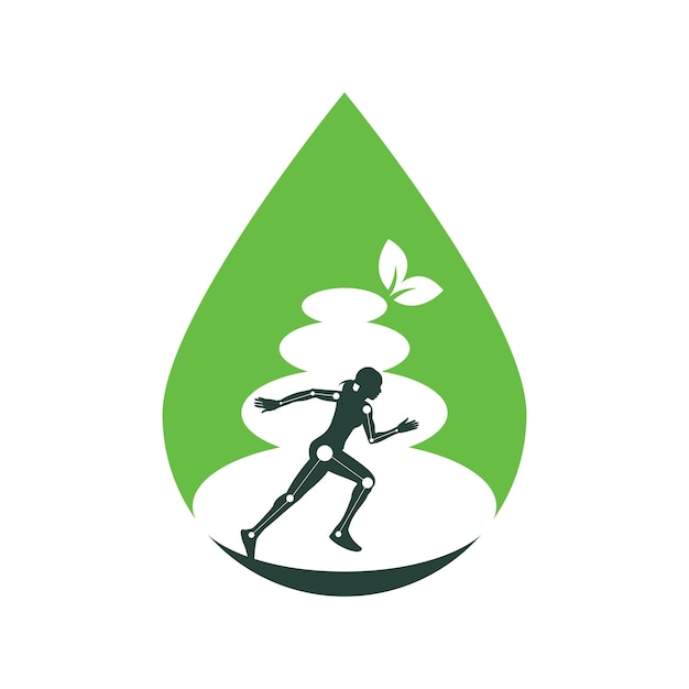 Nature Physiotherapy drop shape concept logo icon vector