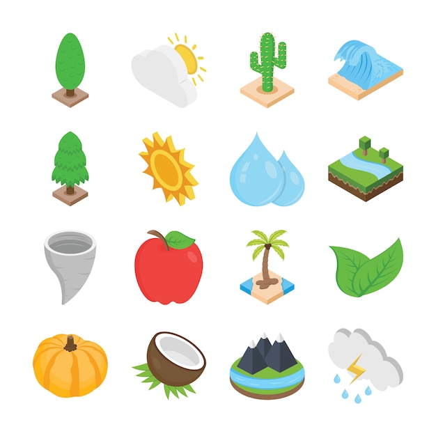 Nature And Plants Flat Icons