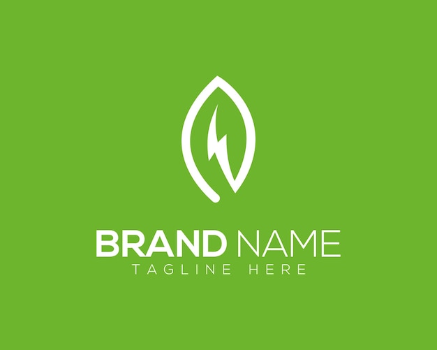 Nature Power Logo Leaf and Lightning Eco Energy Logo Renewable Green Energy Logo