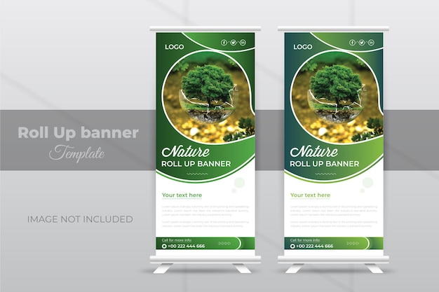 Nature rollup or standee banner design template