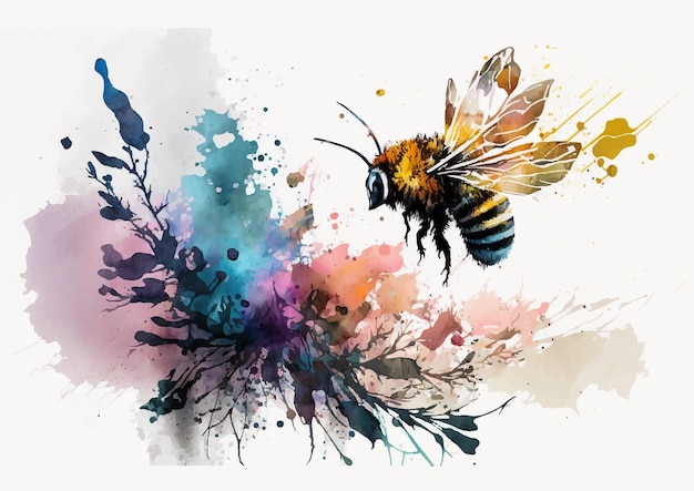 Nature's beauty in watercolor captivating vector designs of bees