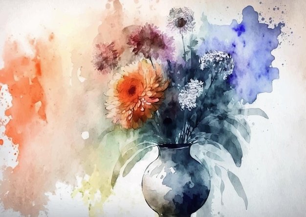 Nature's Brushstrokes Watercolor Flowers in Motion