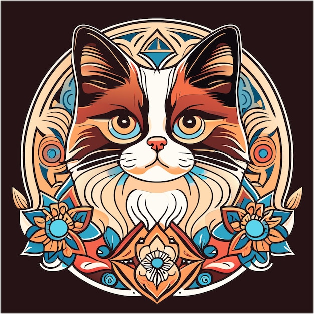 Nature's embrace ragdoll cat in the grace of mandala tee