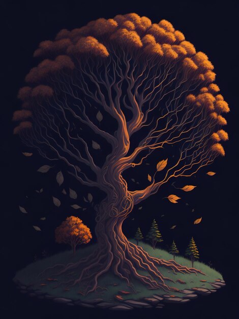 Vector nature's wisdom tree mashup met boekillustratie