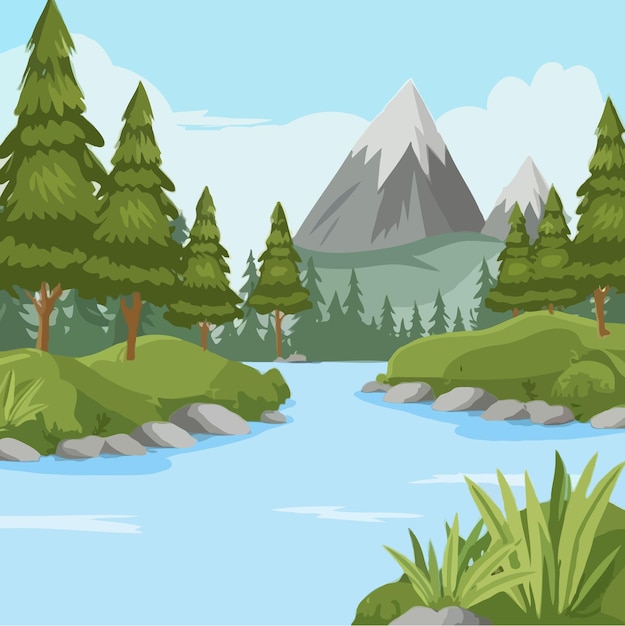 nature scene animation background nature cartoon cartoon scene lake landscape forest landscape