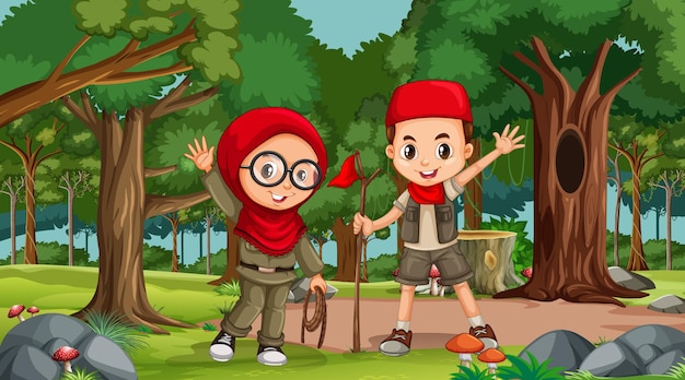 숲을 탐험하는 이슬람 아이들과 함께하는 자연 현장