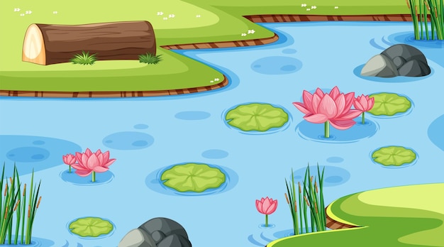 nature scene with water lily in the pond