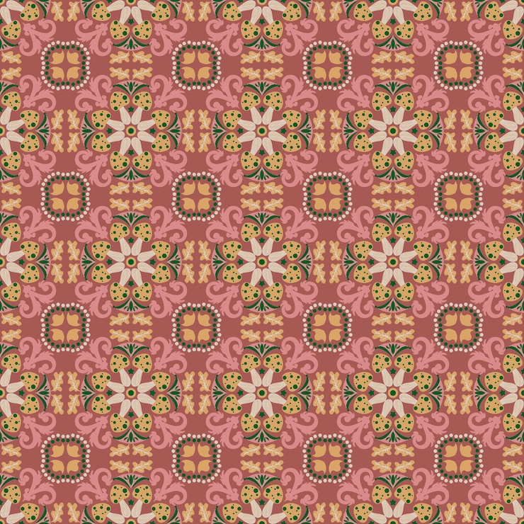 Vector nature seamless pattern mushroom plant background damask art
