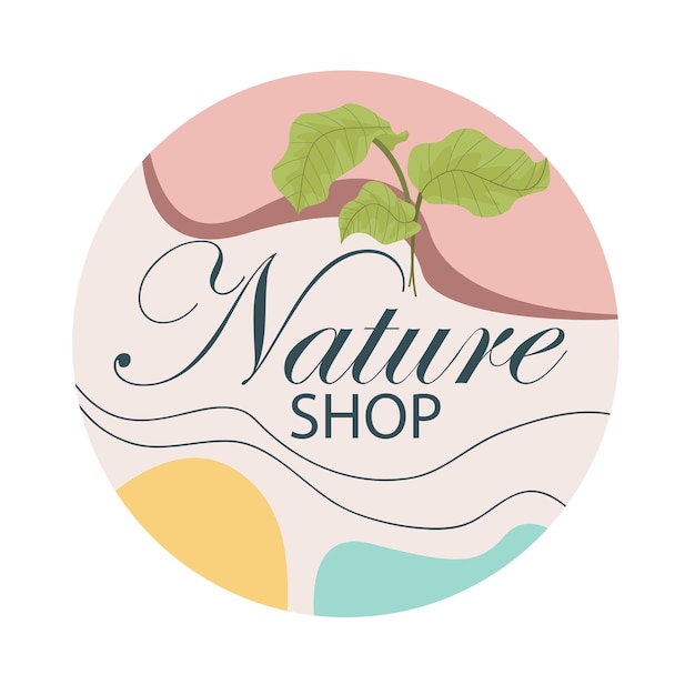 nature shop logo with cute grass tree