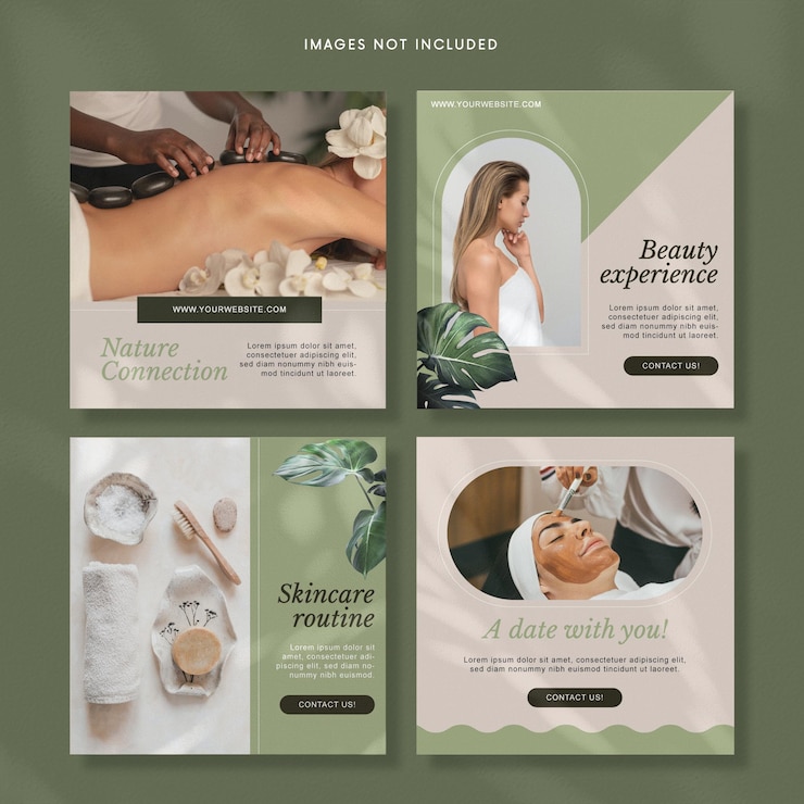 Vector nature skin social media post templates eps