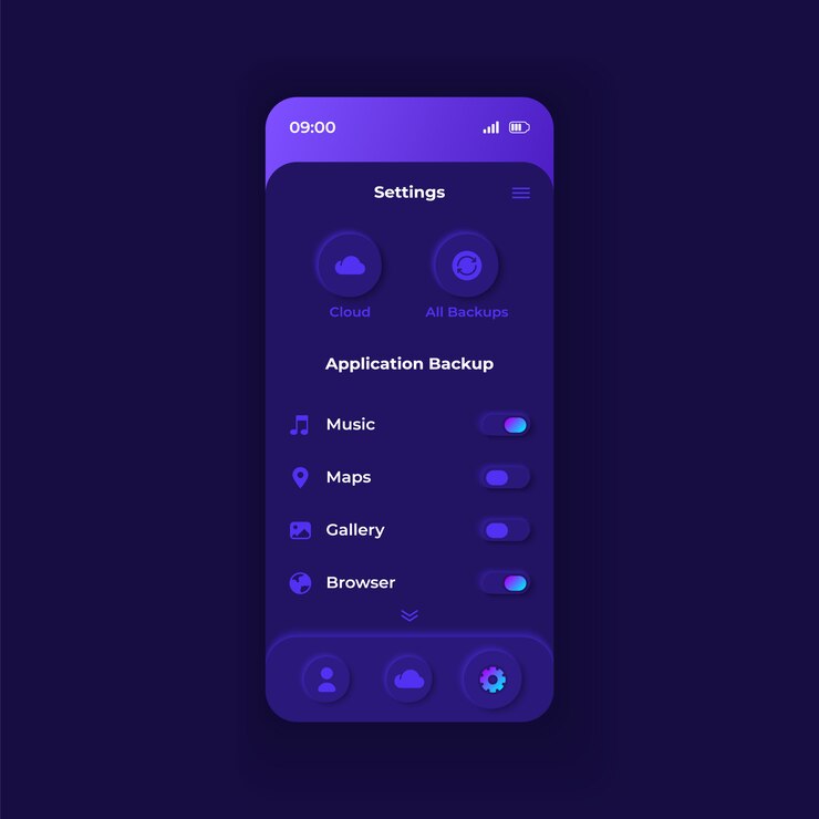 Vector nature sound settings app smartphone interface  template