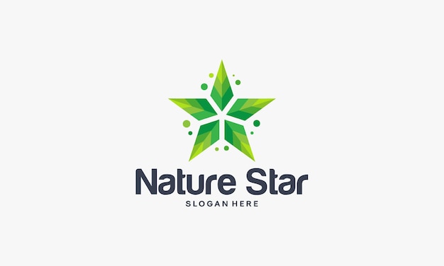 Nature Star 로고 디자인 컨셉, 잎과 별 로고 디자인 템플릿