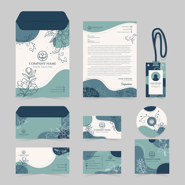 Vector nature stationary business kit