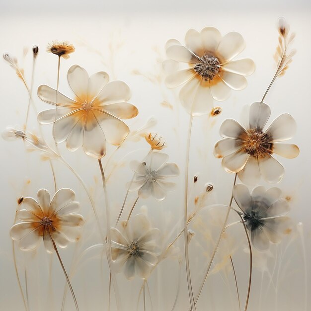 Vettore natura fiori estivi pianta floreale primavera fiore papavero sfondo illustrazione arte vintage bianco