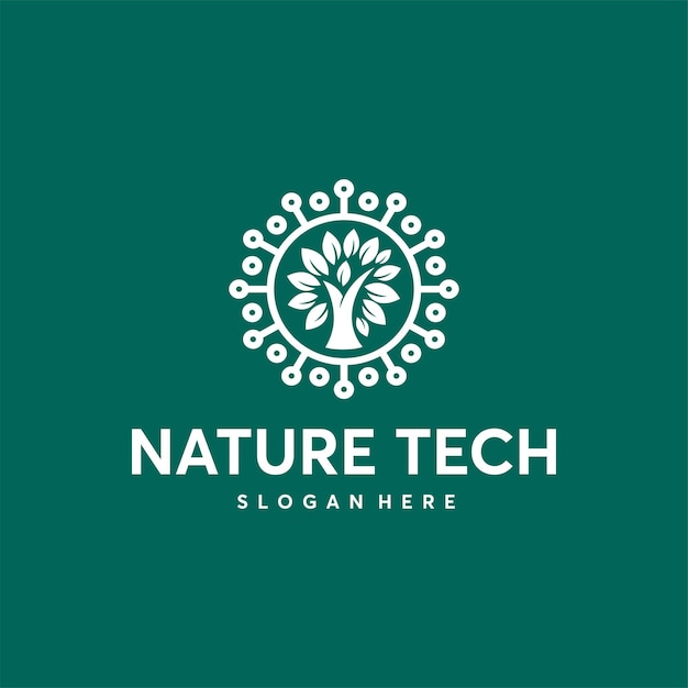 Шаблон логотипа Nature Tech, концепция логотипа Green Technology, логотип Growth Technology