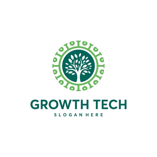 Nature Tech logo template, Green Technology logo concept, Growth Technology logo