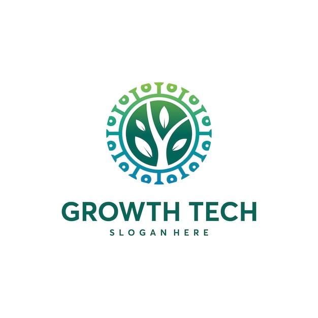 Nature Tech logo template, Green Technology logo concept, Growth Technology logo