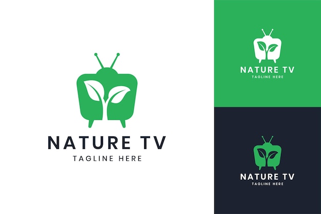 Nature television negative space logo design