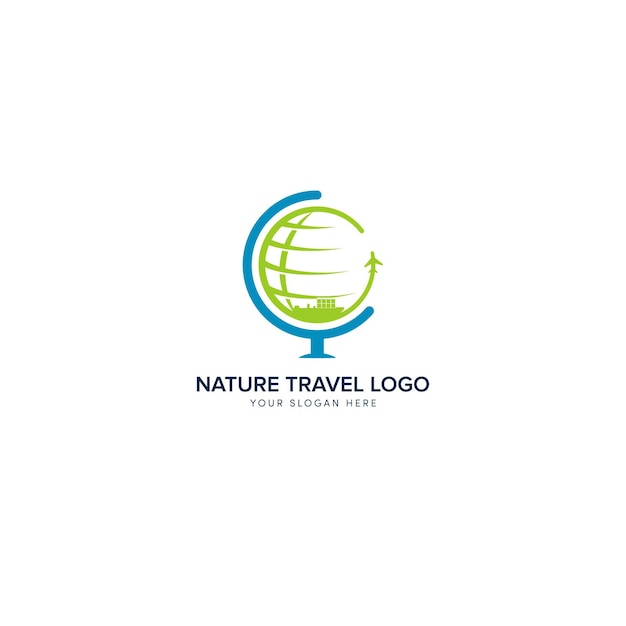 Design del logo di viaggio nella natura logo naturale del mondo verde