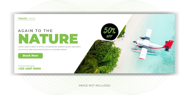 Nature travel tour social media cover page social media post web footer banner template design