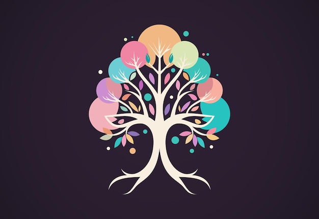 Vector nature tree logo design vector illustration tree of life logo concept