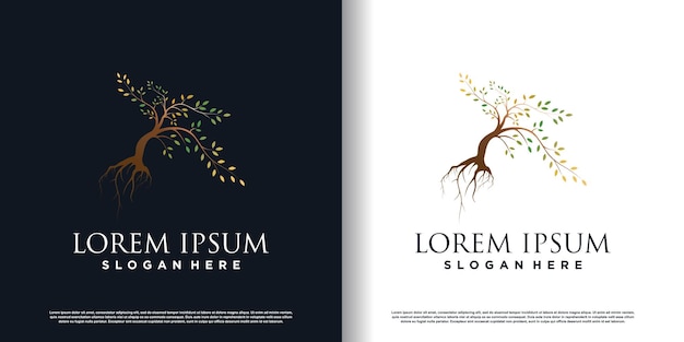 창의적인 개념 프리미엄 벡터가 포함된 자연 나무 로고 디자인