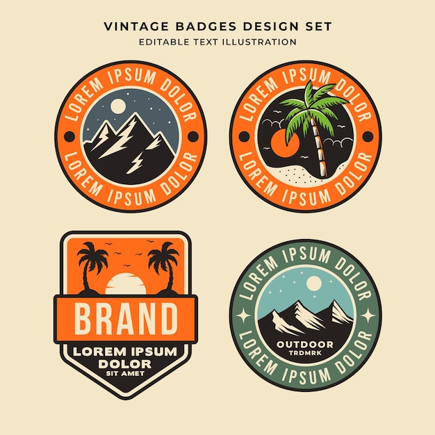 nature and tropical badges illustration pack