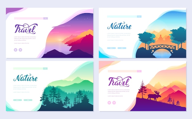 Nature vector brochure cards set