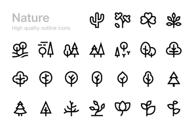 Nature vector icons Trees Plants