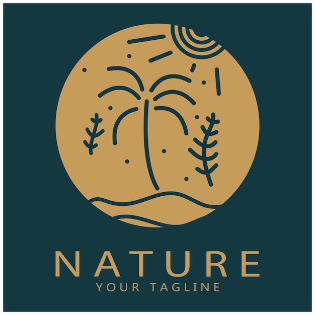 Nature vector logo with trees rivers seas mountains business emblems travel badges ecological health